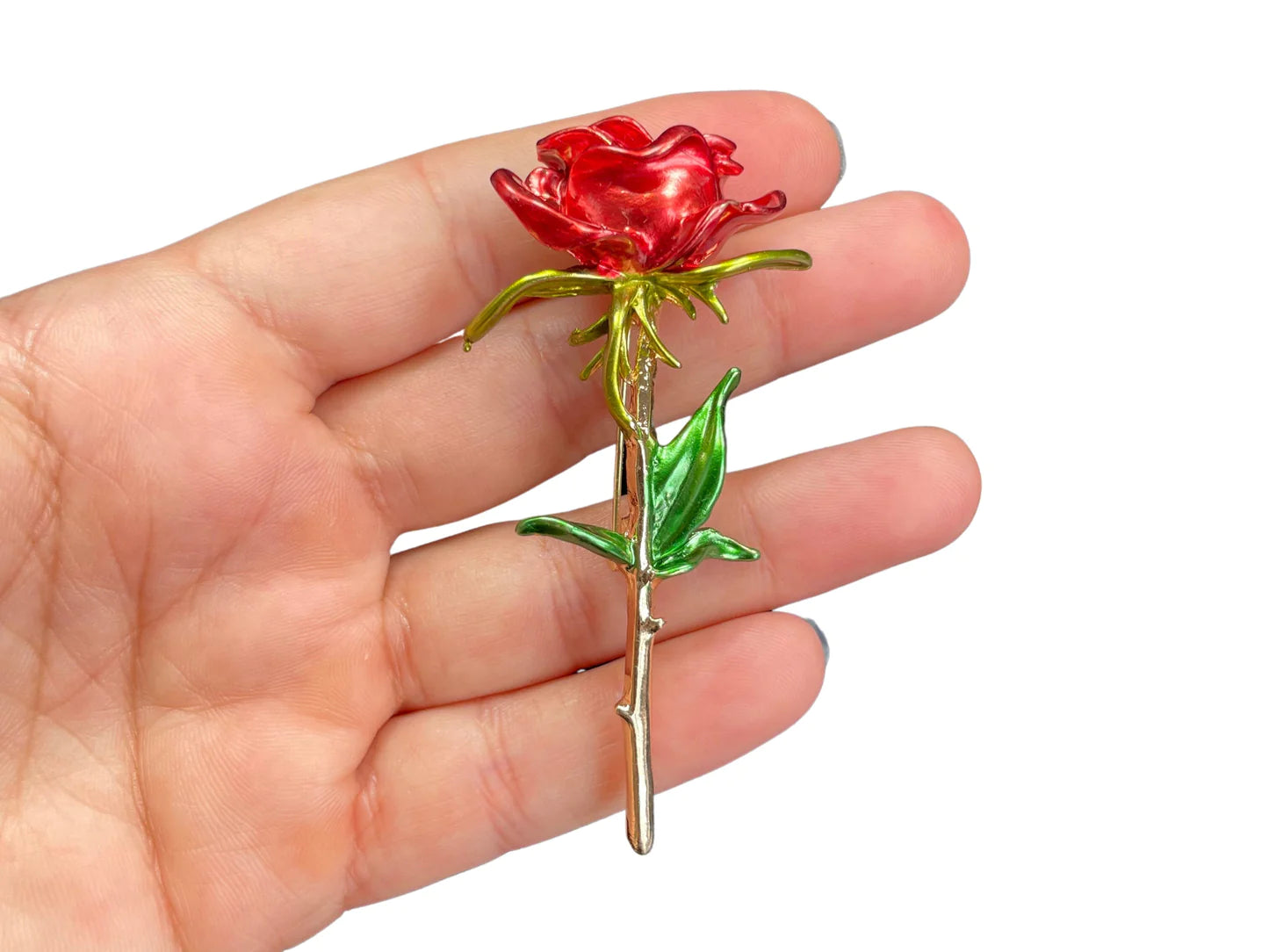 Elegant Red Rose Flower Pin Brooch