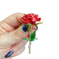 Elegant Red Rose Flower Pin Brooch