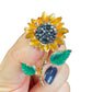 Dainty Sunflower Crystal Gold Pin Brooch