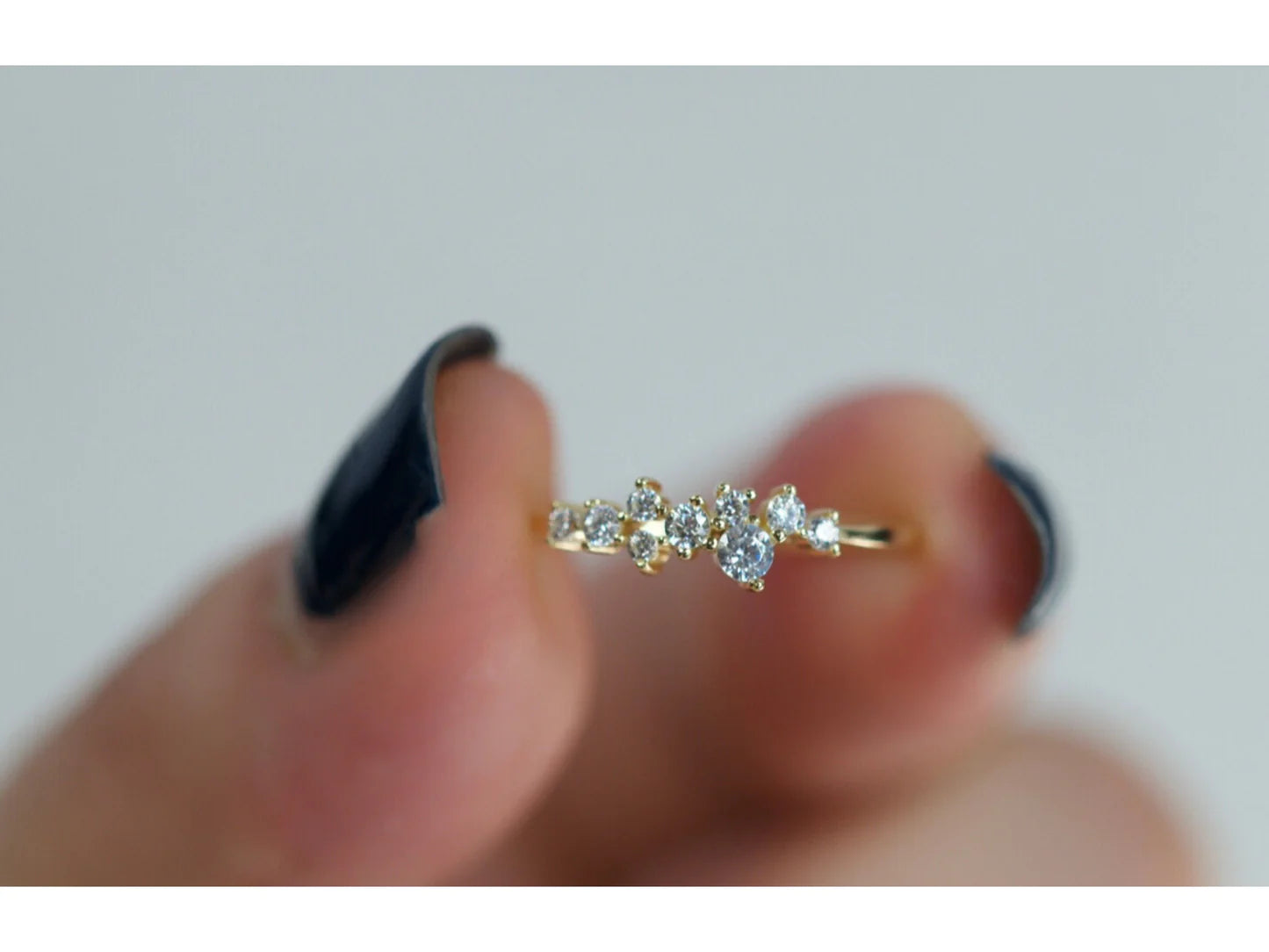 Diamond Flower Thin Gold Ring