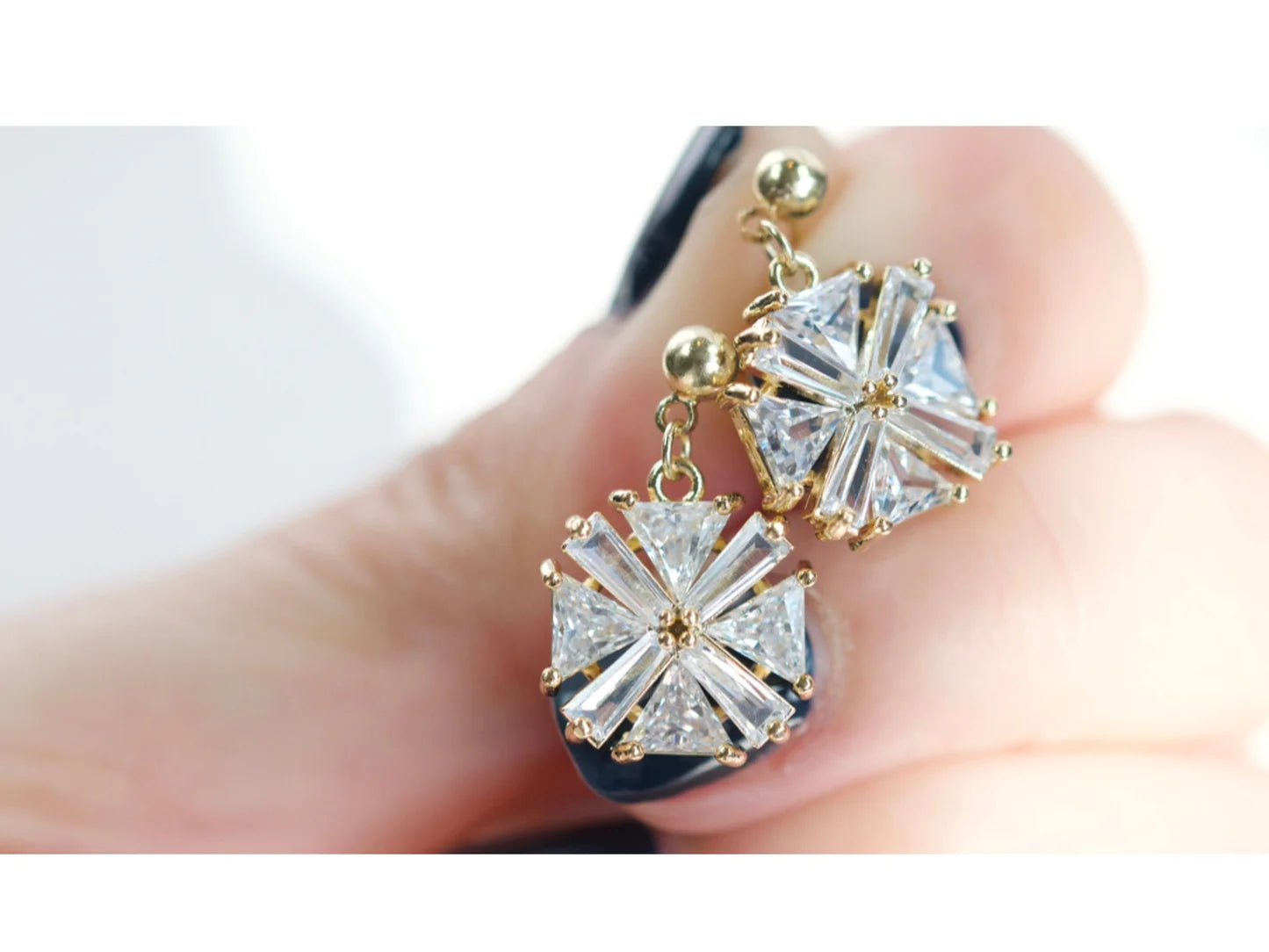 Classy Square Dangle Drop Crystal Earrings