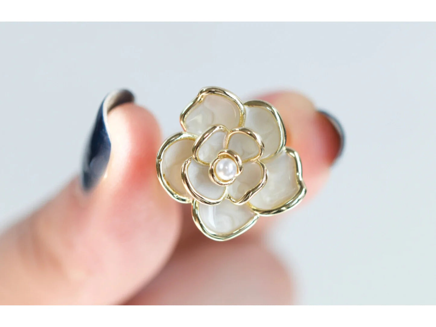 Luxury Gold Camellia Flower Ring