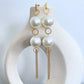 Extravagant Large Jumbo Pearls Circle Chain Tassel Long Earrings -Elegant Modern Large Pearl Unique Earrings - Wedding Party Earrings