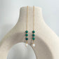 Minimalist Green Genuine Malachite Stone Chain Drop Fine Earrings - Threaded Bohemian Beads Natural Pearl Long Dangling Charm Gold Earrings