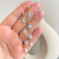 Statement Blue Aquamarine Gemstone Circle Pearl Drop Stud Earrings - Bohemian Baby Blue Stone Natural Pearl Charm Dangling Wedding Earrings