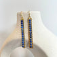 Minimalist Blue Lapis Lazuli Ear Wire Drop Earrings - Dainty Bohemian Navy Beads Long Dangling Birthstone Unique Hook Bridesmaids Earrings