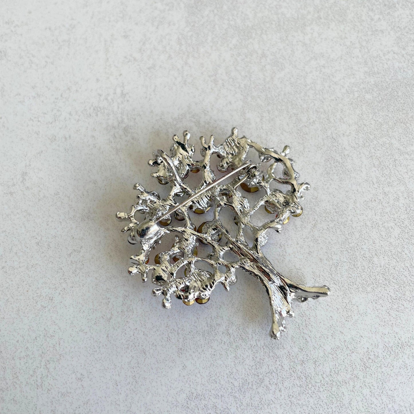 Colourful rhinestone tree of life silver pin brooch pendent