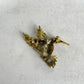 Vintage style pink and green hummingbird gold pin brooch