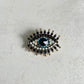 Small blue evil eye gold pin brooch