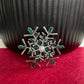 Green emerald flower silver pin brooch pendent
