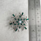 Green emerald flower silver pin brooch pendent