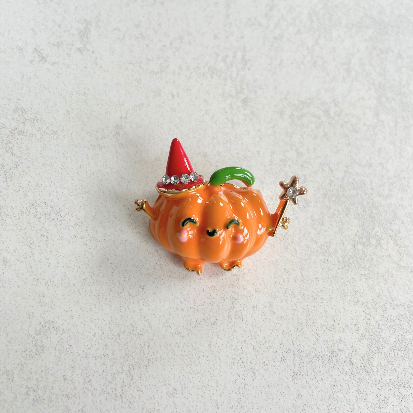 Cute Orange Enamel Pumpkin Fairy Gold Pin Brooch