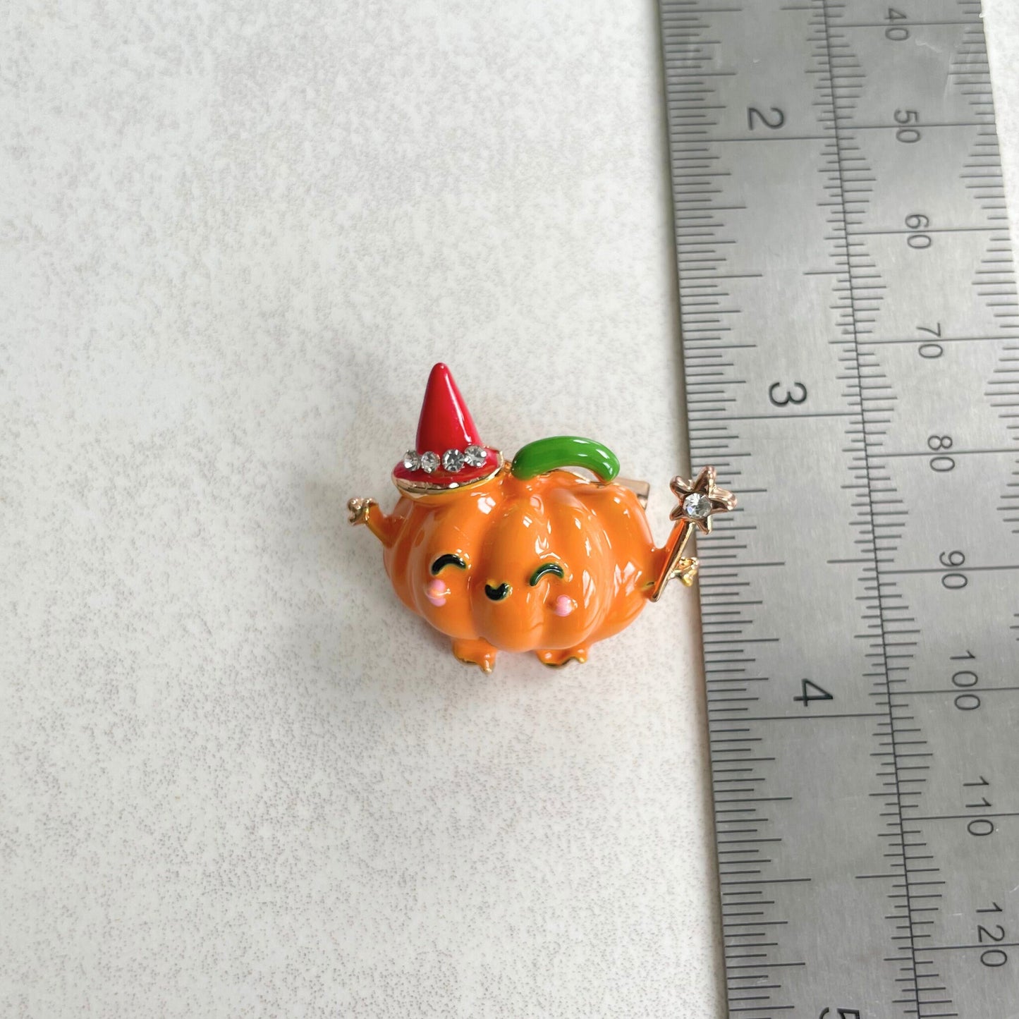 Cute Orange Enamel Pumpkin Fairy Gold Pin Brooch