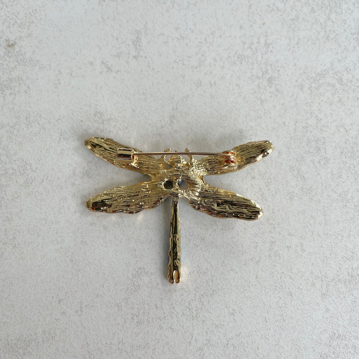 Retro green &blue enamel dragonfly gold pin brooch