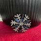 Blue sapphire crystal snowflake silver pin brooch