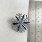 Blue sapphire crystal snowflake silver pin brooch