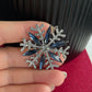 Blue sapphire crystal snowflake silver pin brooch