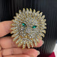 Vintage style lion head gold pin brooch