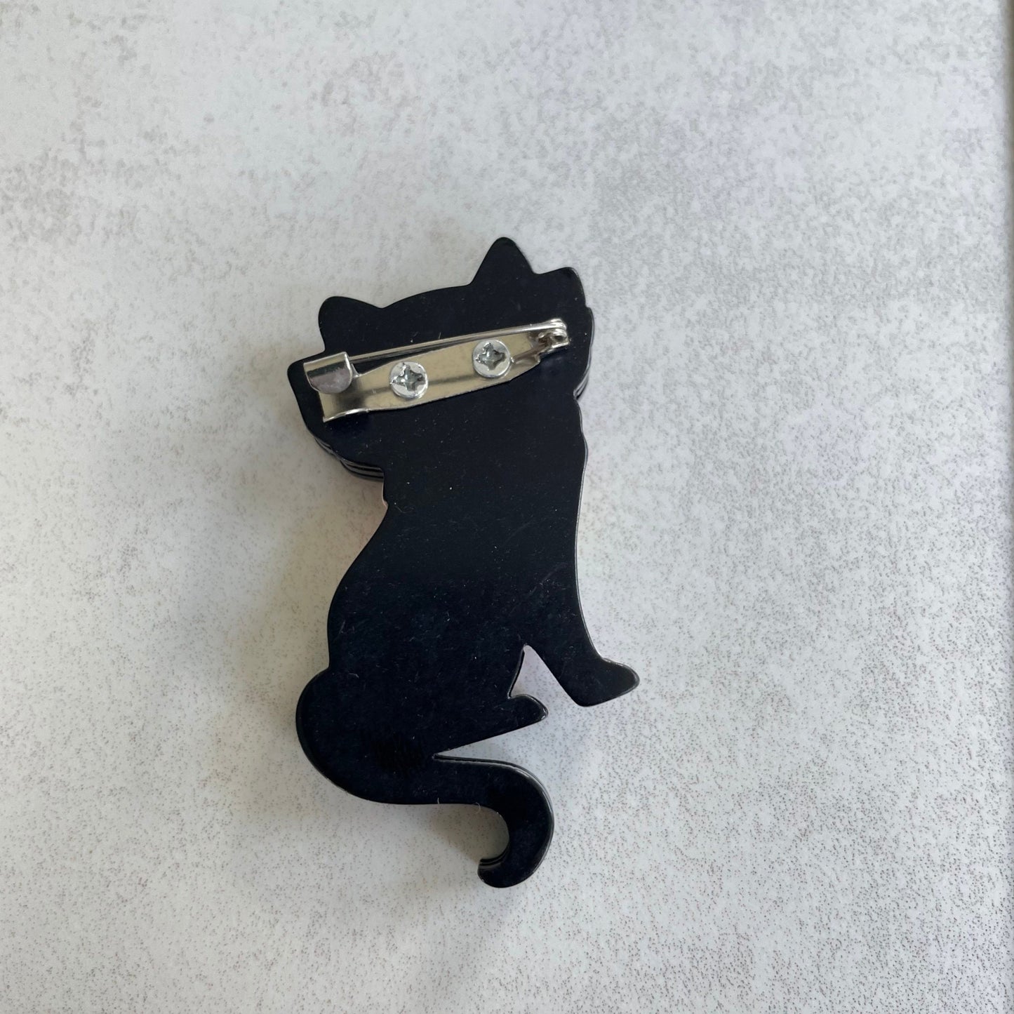 Charming little black cat rainbow acrylic pin brooch