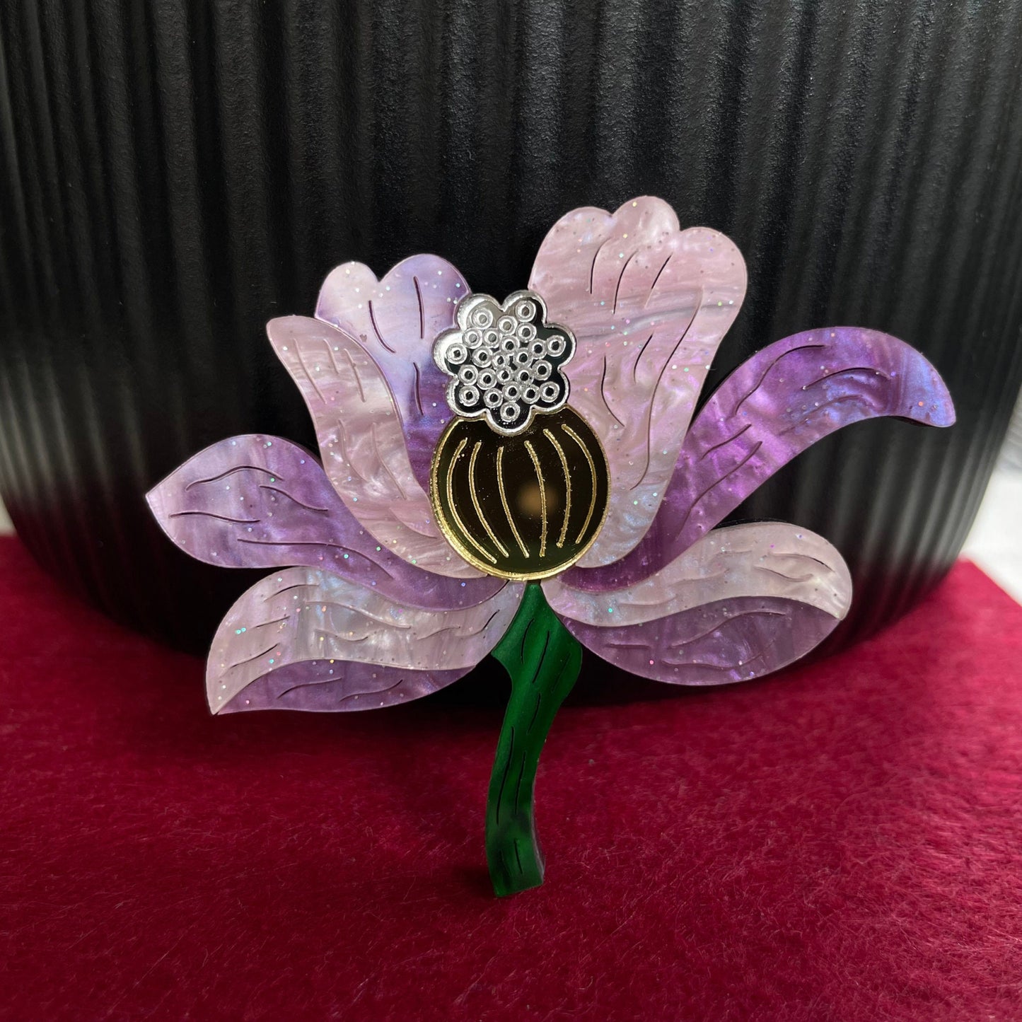 Charming purple Iris flower acrylic pin brooch