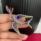 Peace Dove with olive tree branch silver pin brooch