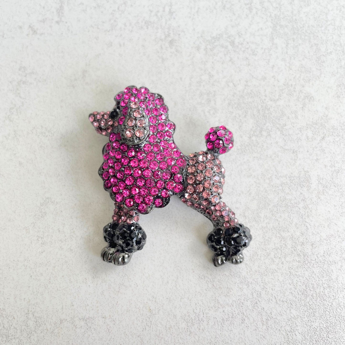 Charming pink poodle dog pin brooch