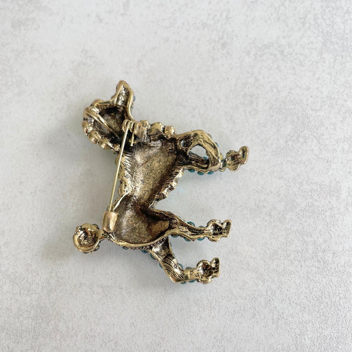 Charming blue poodle dog gold pin brooch