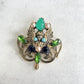 Delicate green emerald fairy gold pin brooch