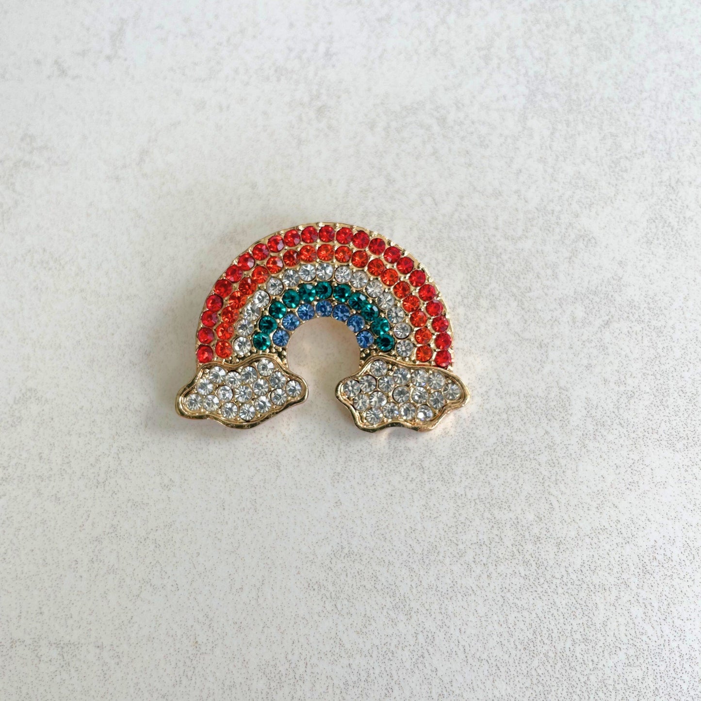 Charming rhinestone rainbow gold pin brooch