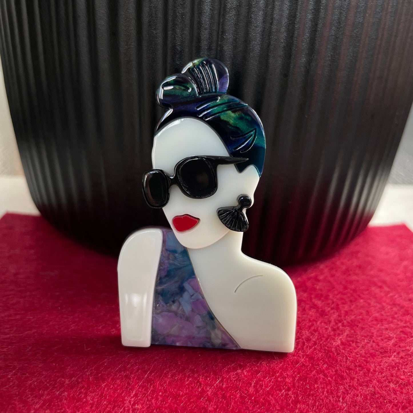 Art Deco classy lady acrylic pin brooch