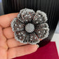 Vintage style large pearl flower gold pin brooch