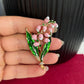 Delicate Lily of the valley flower gold pin brooch