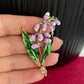 Delicate Lily of the valley flower gold pin brooch