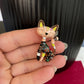 Quirky bohemian black cat gold pin brooch