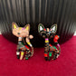 Quirky bohemian black cat gold pin brooch