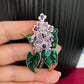 Delicate Lilac flower gold pin brooch