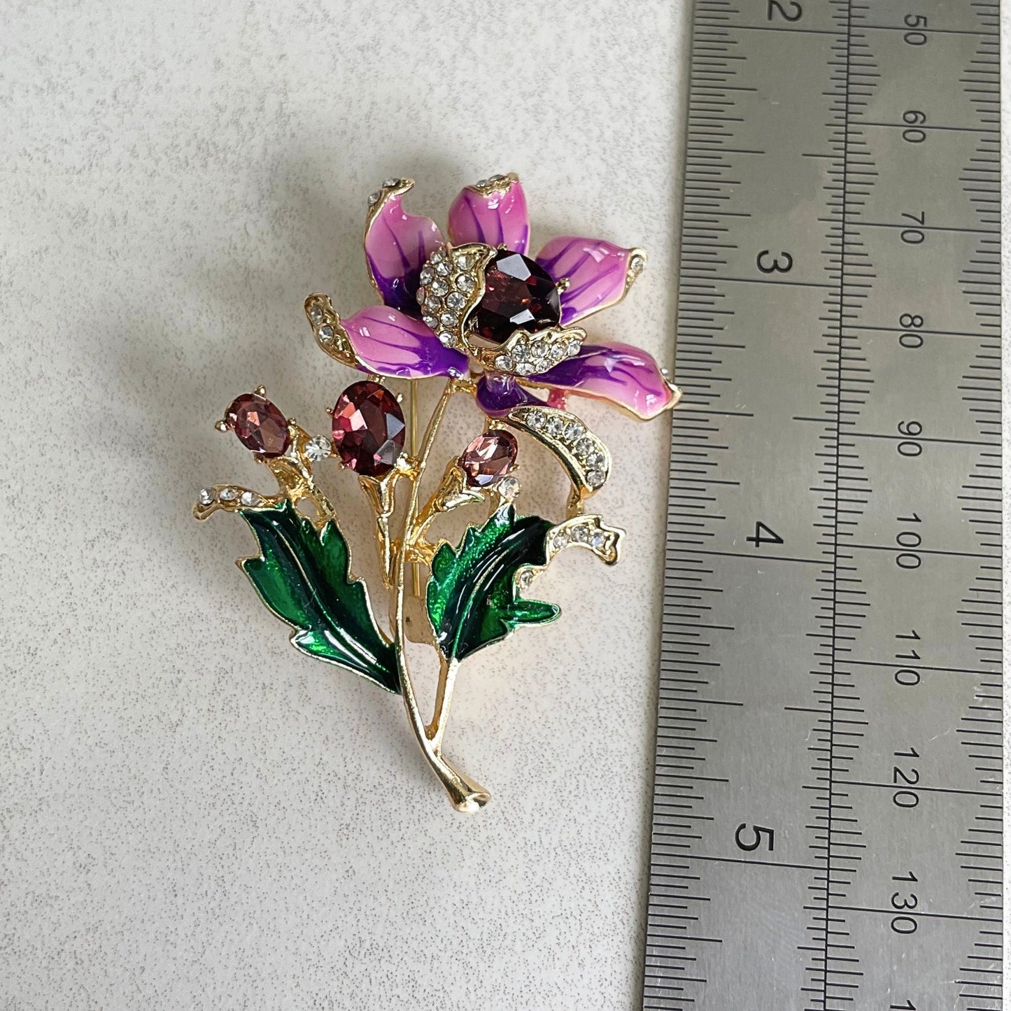 Purple flower gold pin brooch pendent