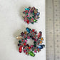 Olive tree branch wreath colourful crystal pin brooch pendant