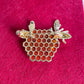 Bee Honeycomb Pin Brooch