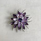 Purple large flower silver pin brooch