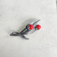 Red flower pearl silver pin brooch
