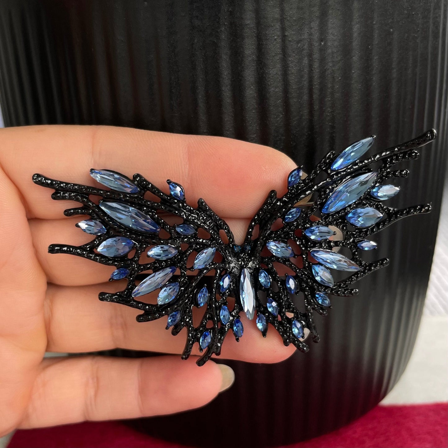 Vintage style blue sapphire butterfly pin brooch