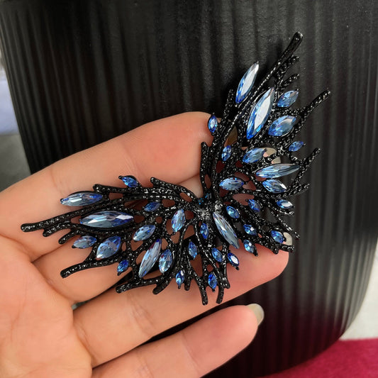 Vintage style blue sapphire butterfly pin brooch