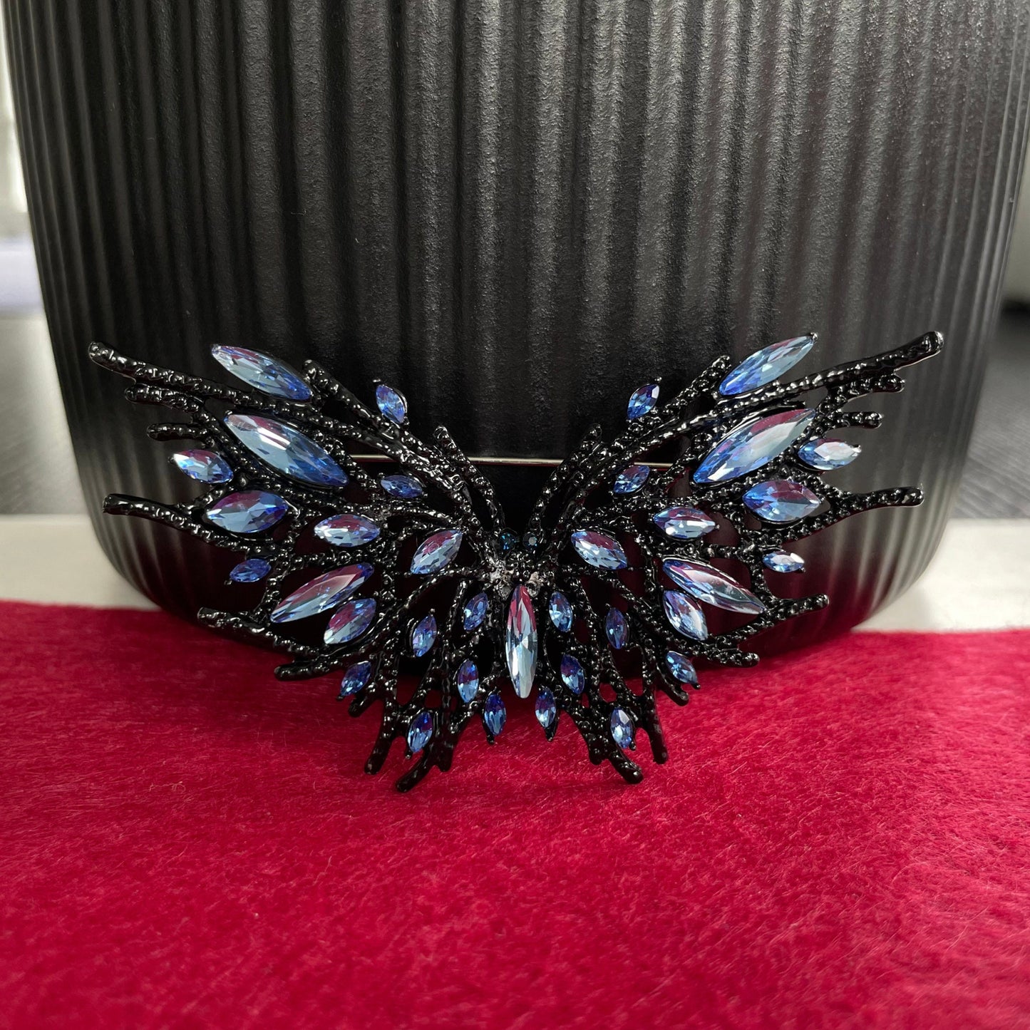 Vintage style blue sapphire butterfly pin brooch