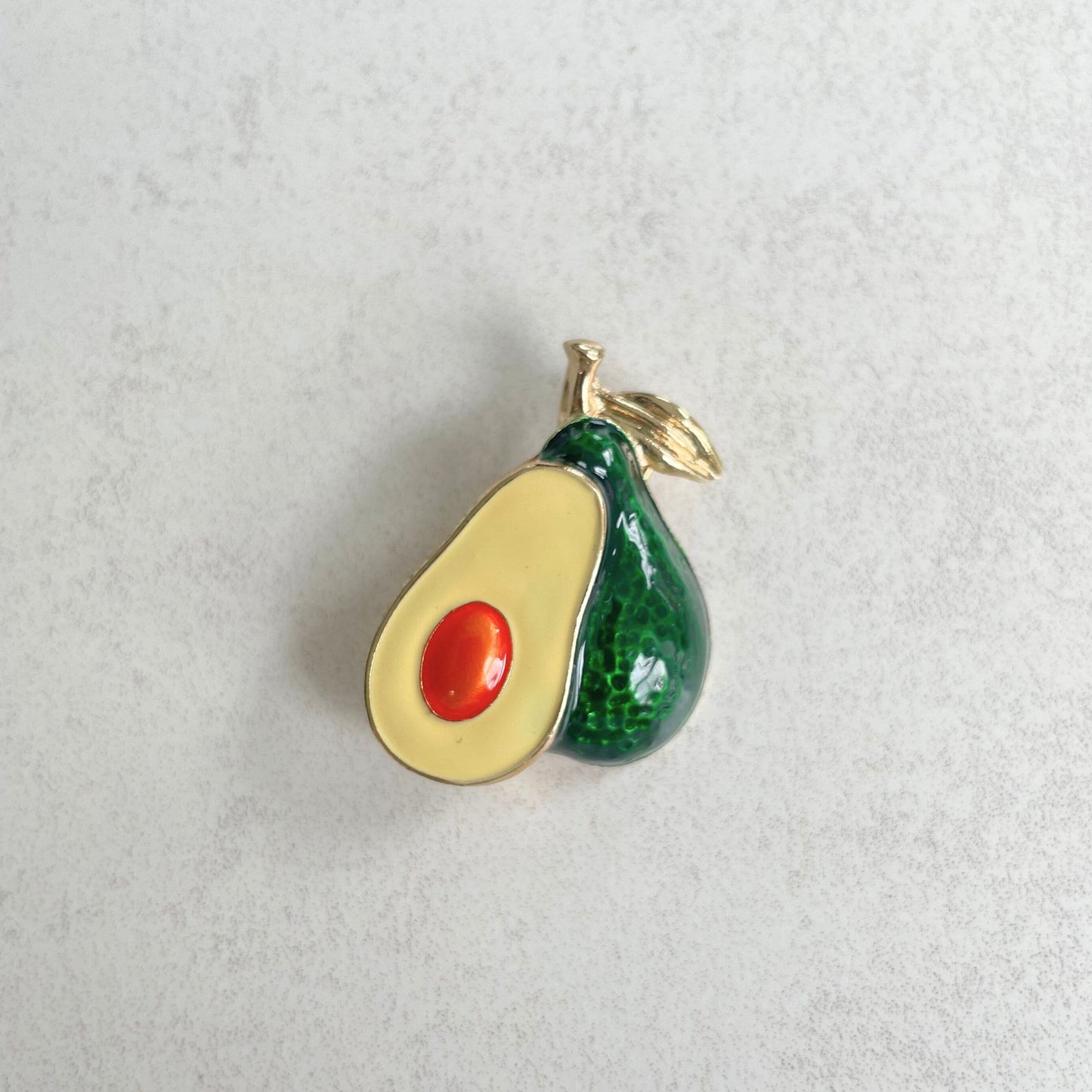 Retro green enamel avocado gold pin brooch