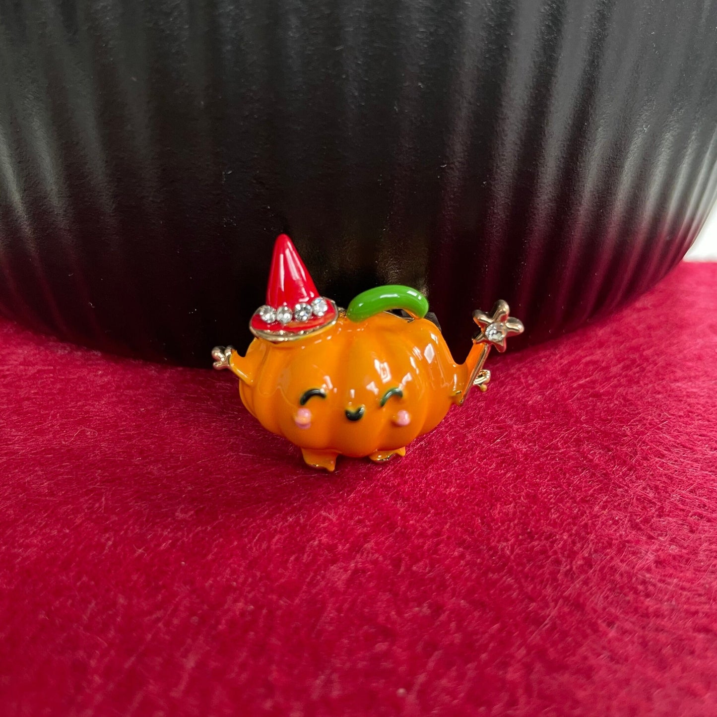 Cute Orange Enamel Pumpkin Fairy Gold Pin Brooch