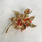 Red rose flower gold pin brooch pendent