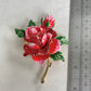 Red rose flower gold pin brooch pendent