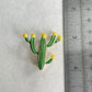 Cute yellow and green cactus gold pin brooch • Retro tiny cactus flower brooch • Playful succulent flower plant brooch • Gift for her