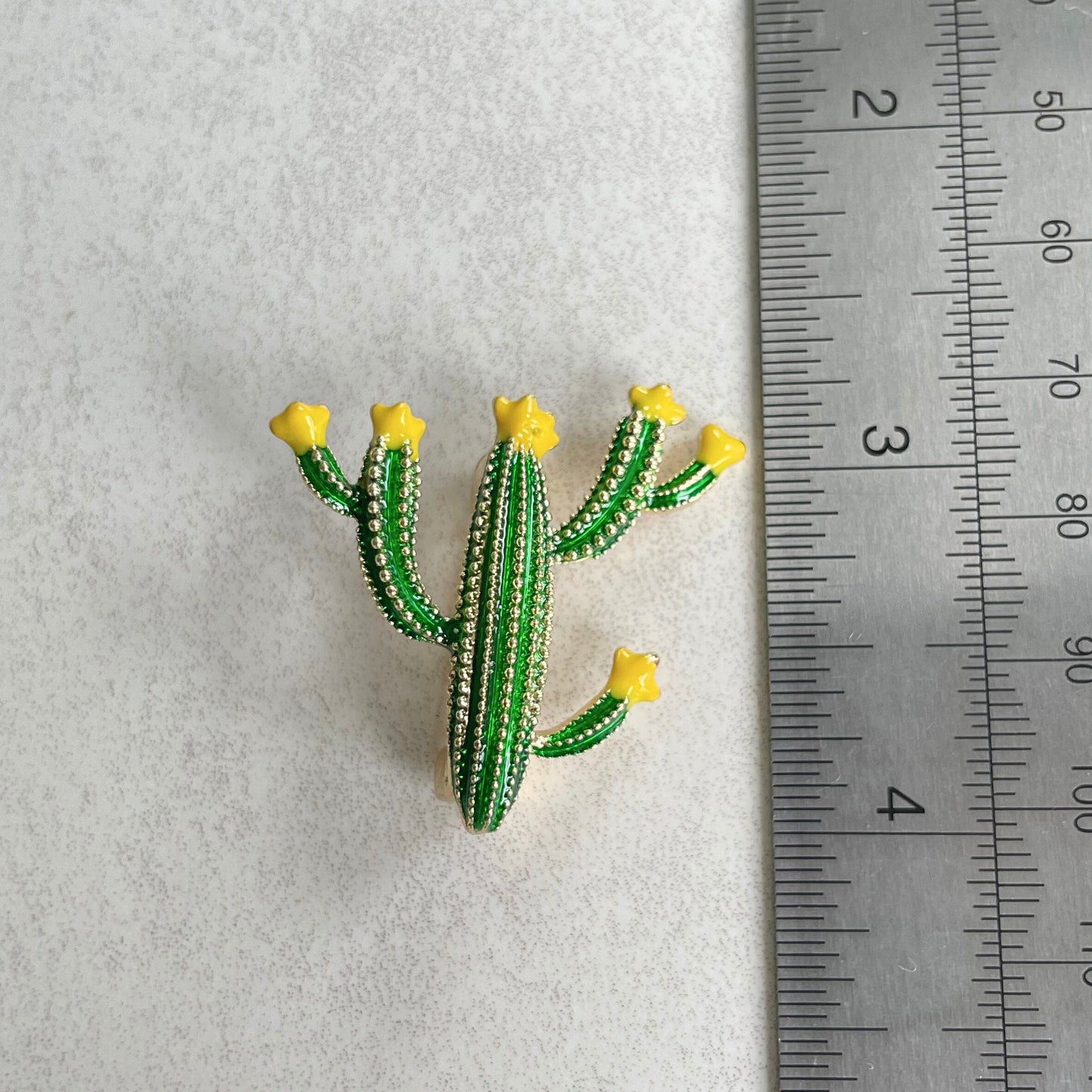 Cute cactus flower gold pin brooch